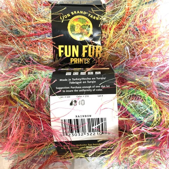 Rainbow Eyelash Yarn Fun Fur Lion Brand Yarn Bundle of 2 - Picture 5 of 5